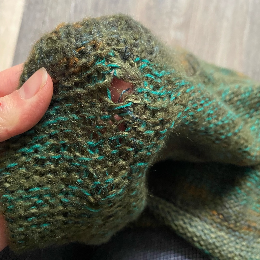Mossimo‎ Chunky Knit Asymmetrical Green Sweater Large Boho Fairy Earthy Layering - Picture 6 of 6